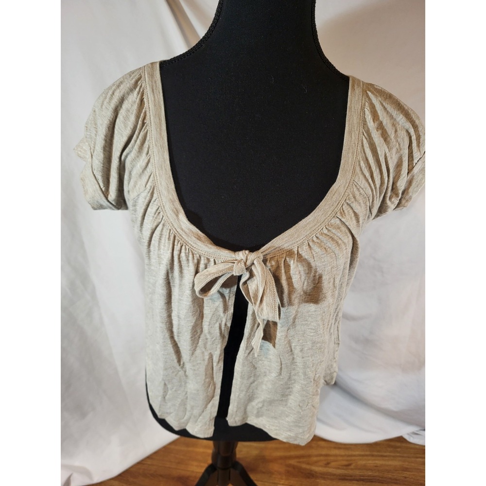 Kersh‎ Size S Beige Heather Tie Short Sleeve Cotton Modal Blend